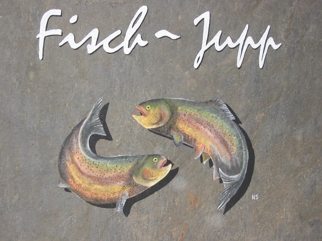 Burgen, Schild vom Fisch-Jupp